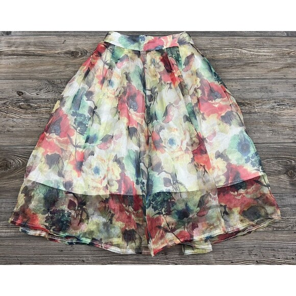 Akira Chicago Black Label Multicolor Bright Floral Full Skirt Small Coquette - Picture 1 of 9